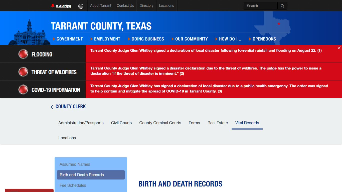 Birth and Death Records - Tarrant County TX